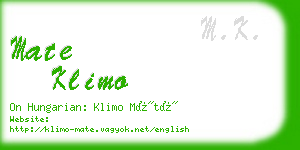 mate klimo business card